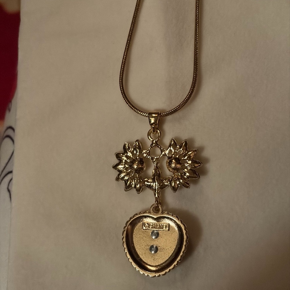 Upcycled Vintage Jewelry with Pink CC Heart Pendant Necklace - Picture 7 of 7